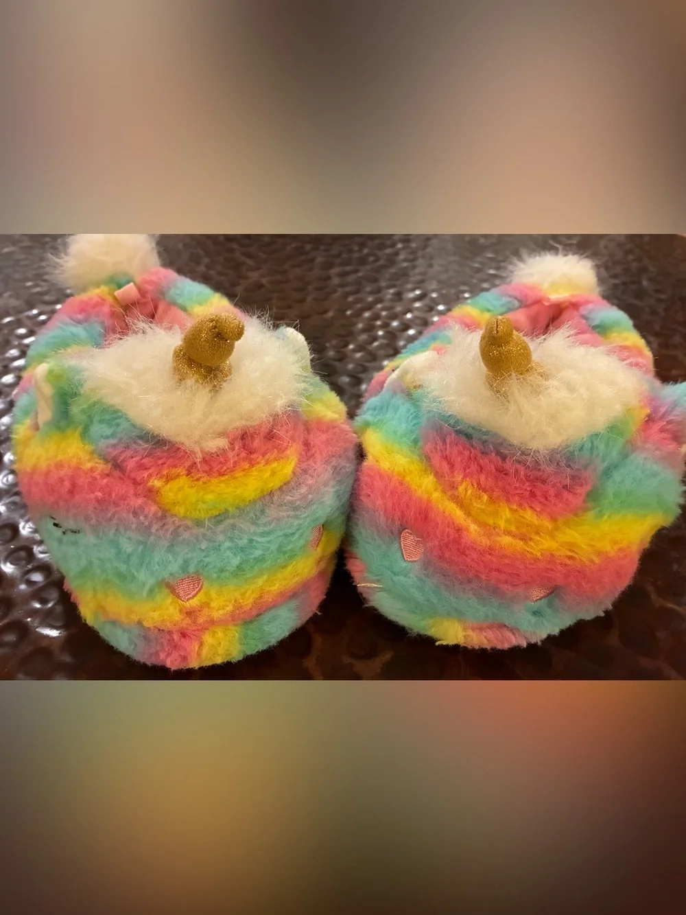 Girls Toddler Wonder Nation Brand Rainbow Unicorn Plush Slippers Size 9/10
